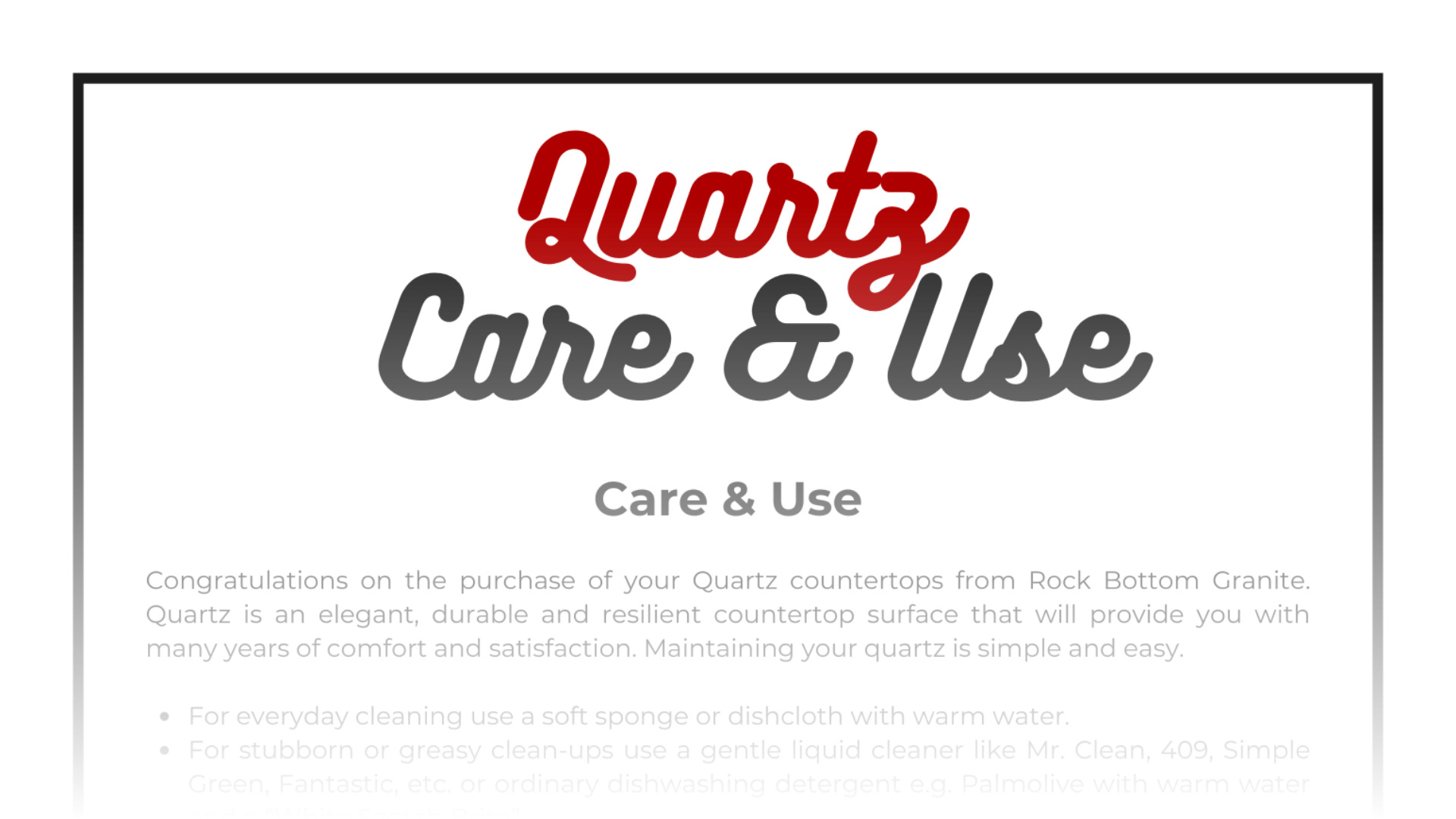 Quartz Care and Use